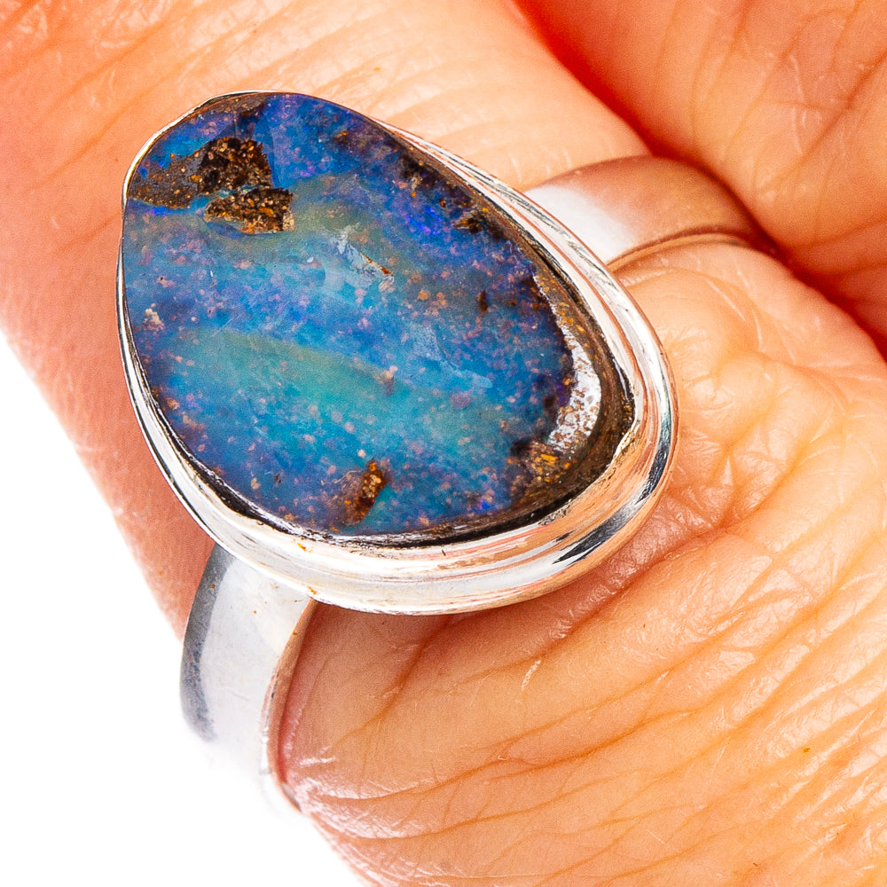 Rare Boulder Opal Ring Size 7.75 (.925 Sterling Silver)