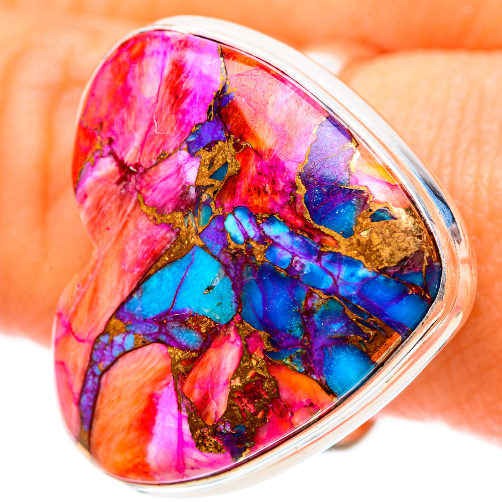 Large Kingman Pink Dahlia Turquoise 925 Sterling Silver Ring Size 10 (925 Sterling Silver) RING139673