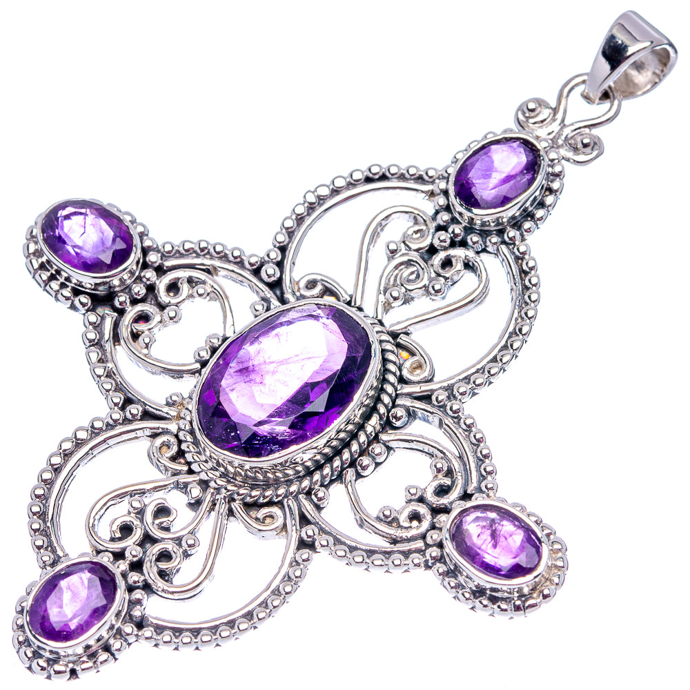 Signature Amethyst Cross Pendant 2 5/8" (.925 Sterling Silver)