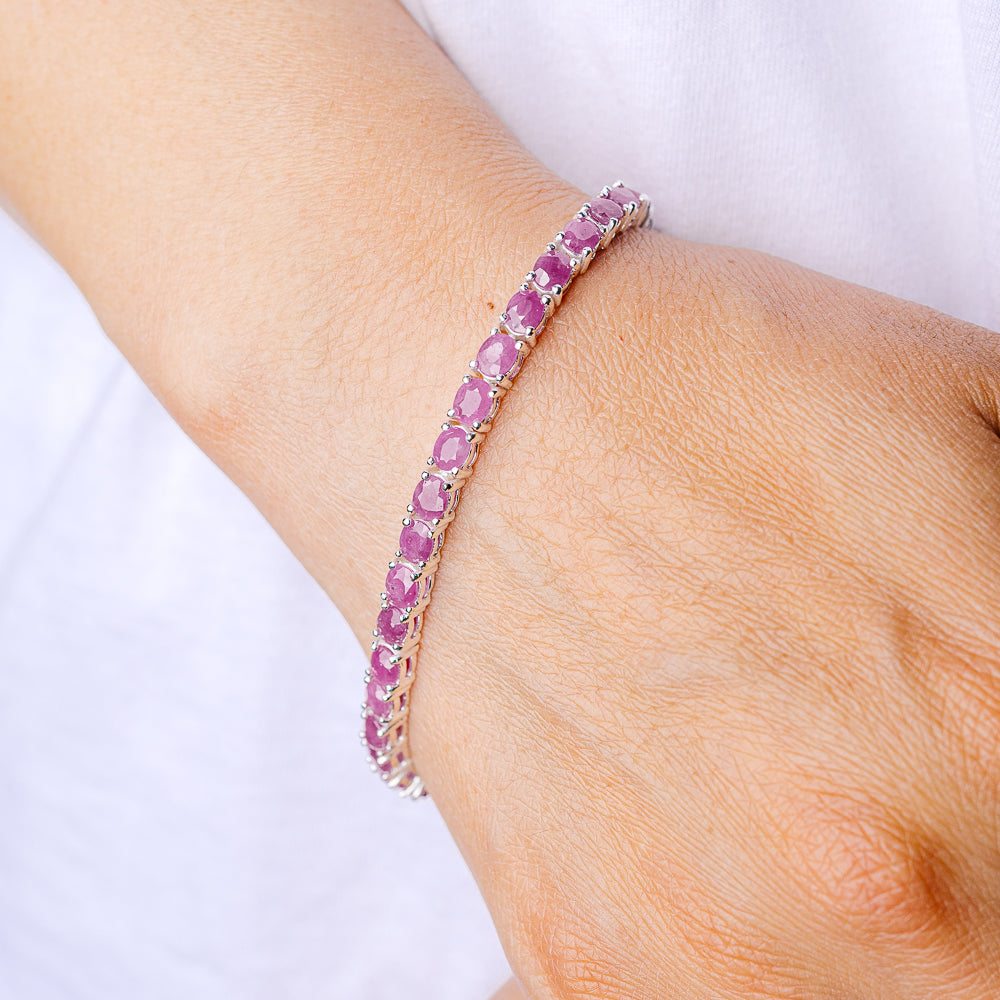 Ruby Bracelet 7 1/4" (925 Sterling Silver) B90377