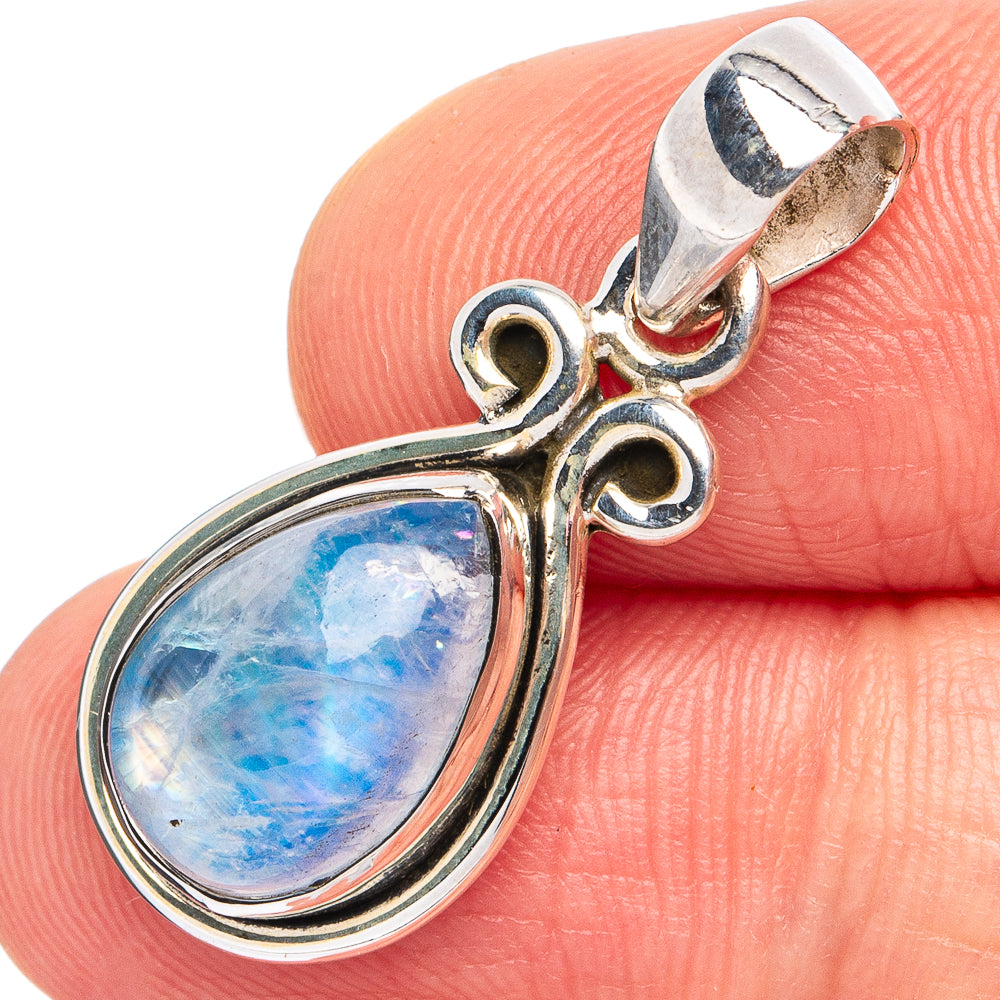 Rainbow Moonstone Pendant 1 1/8" (925 Sterling Silver) P45090