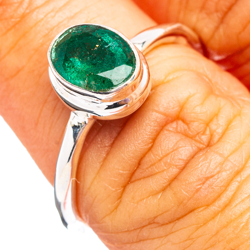Premium Zambian Emerald Ring Size 7 (.925 Sterling Silver)