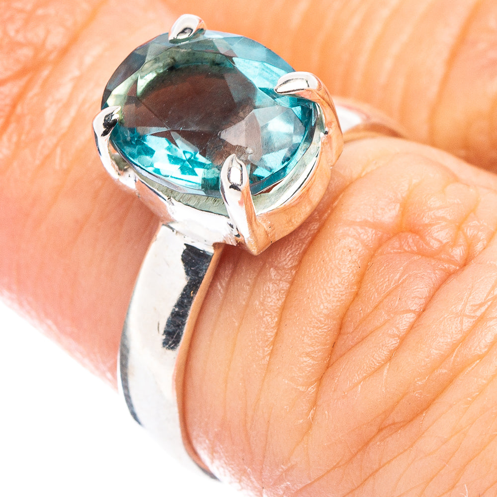 Faceted Green Fluorite Ring Size 5.75 (.925 Sterling Silver)