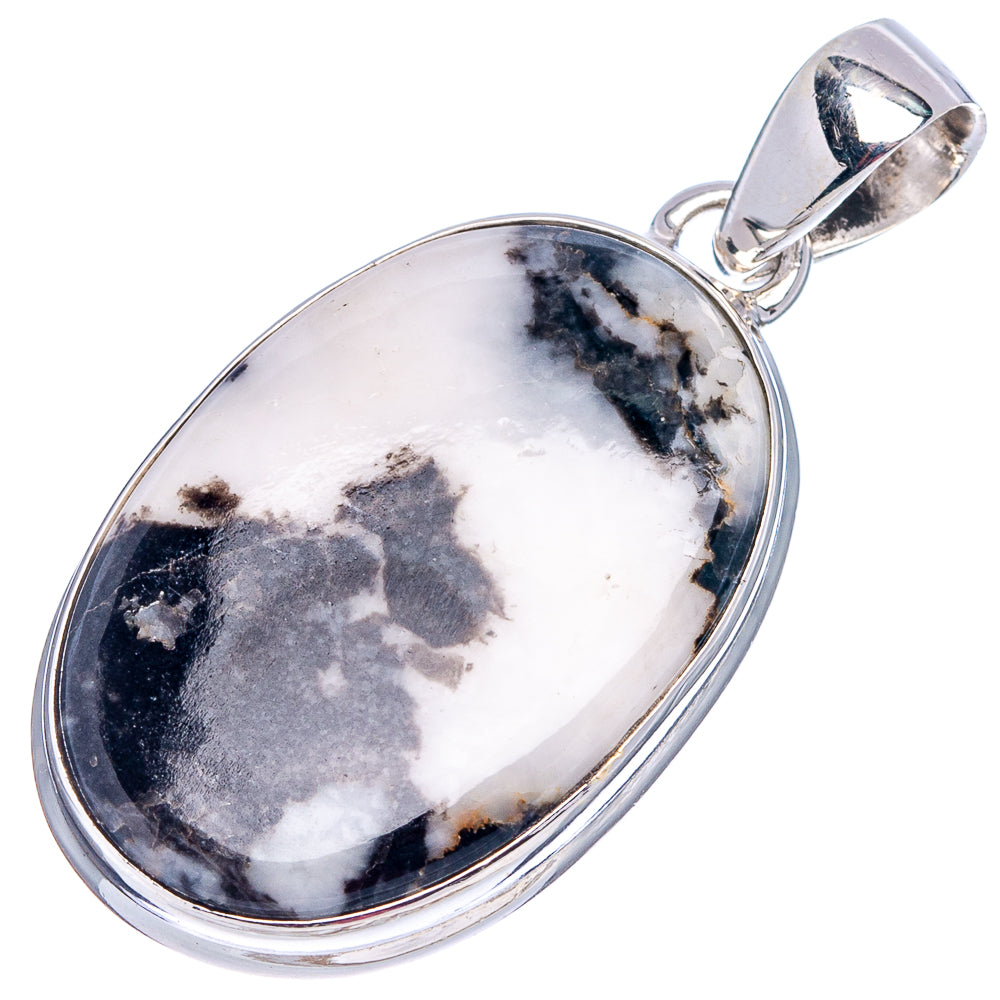White Buffalo Turquoise Pendant 1 5/8" (.925 Sterling Silver)