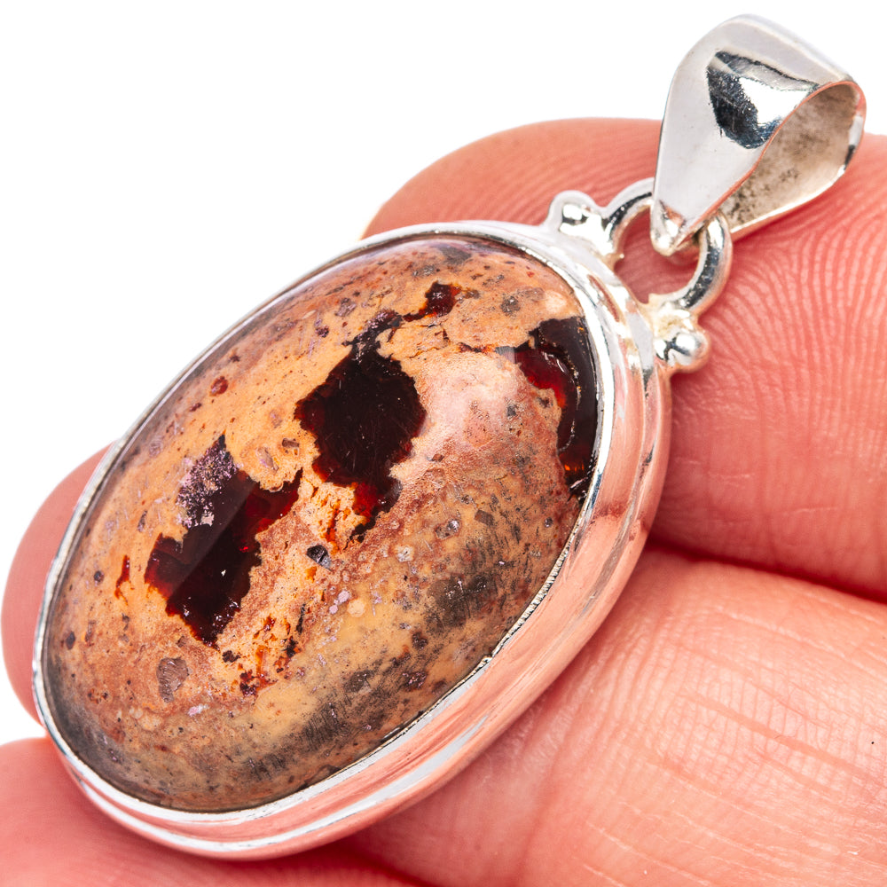 Rare Mexican Fire Opal Pendant 1 1/2" (925 Sterling Silver) P39989