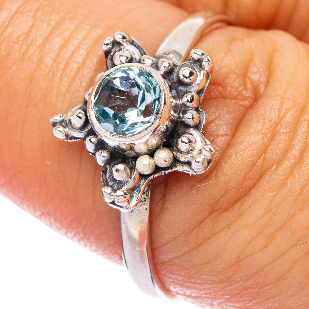 Blue Topaz Dainty Ring Size 8.25 (925 Sterling Silver) R145792