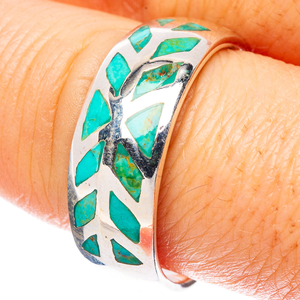 Turquoise Inlay Ring Size 9.5 (925 Sterling Silver) R2250