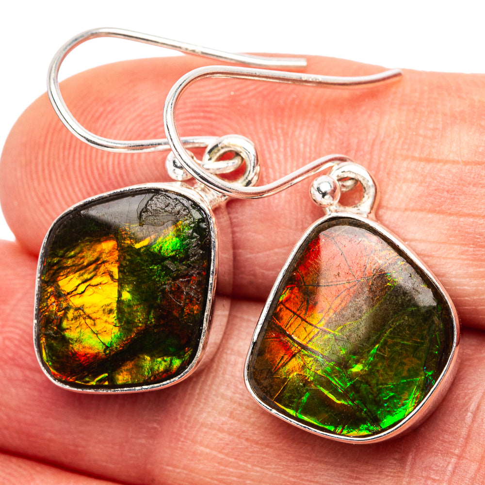 Premium Canadian Ammolite Earrings 1 1/8" (.925 Sterling Silver)