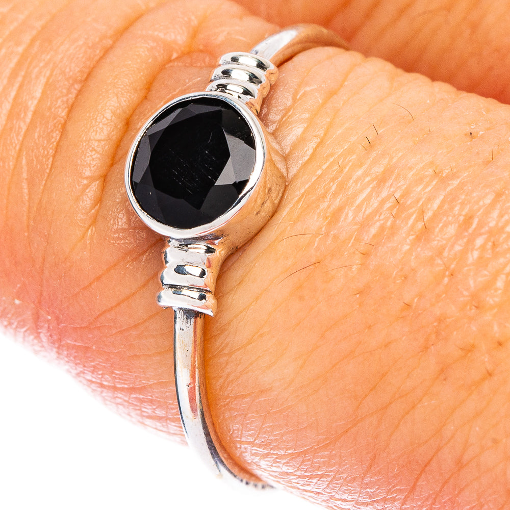 Black Onyx Dainty Ring Size 8.5 (925 Sterling Silver) R146930