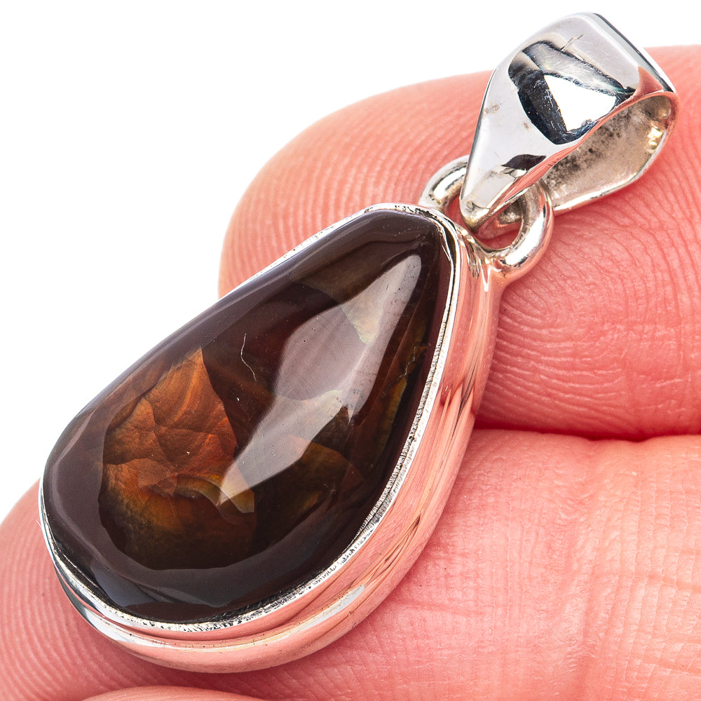 Rare Mexican Fire Agate Pendant 1 1/4" (925 Sterling Silver) P41960