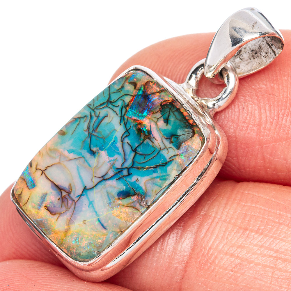 Rare Sterling Opal Pendant 1 1/8" (925 Sterling Silver) P41630