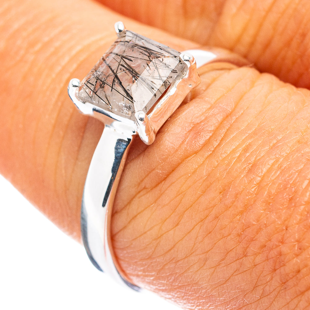 Tourmalinated Quartz Ring Size 8 (.925 Sterling Silver)