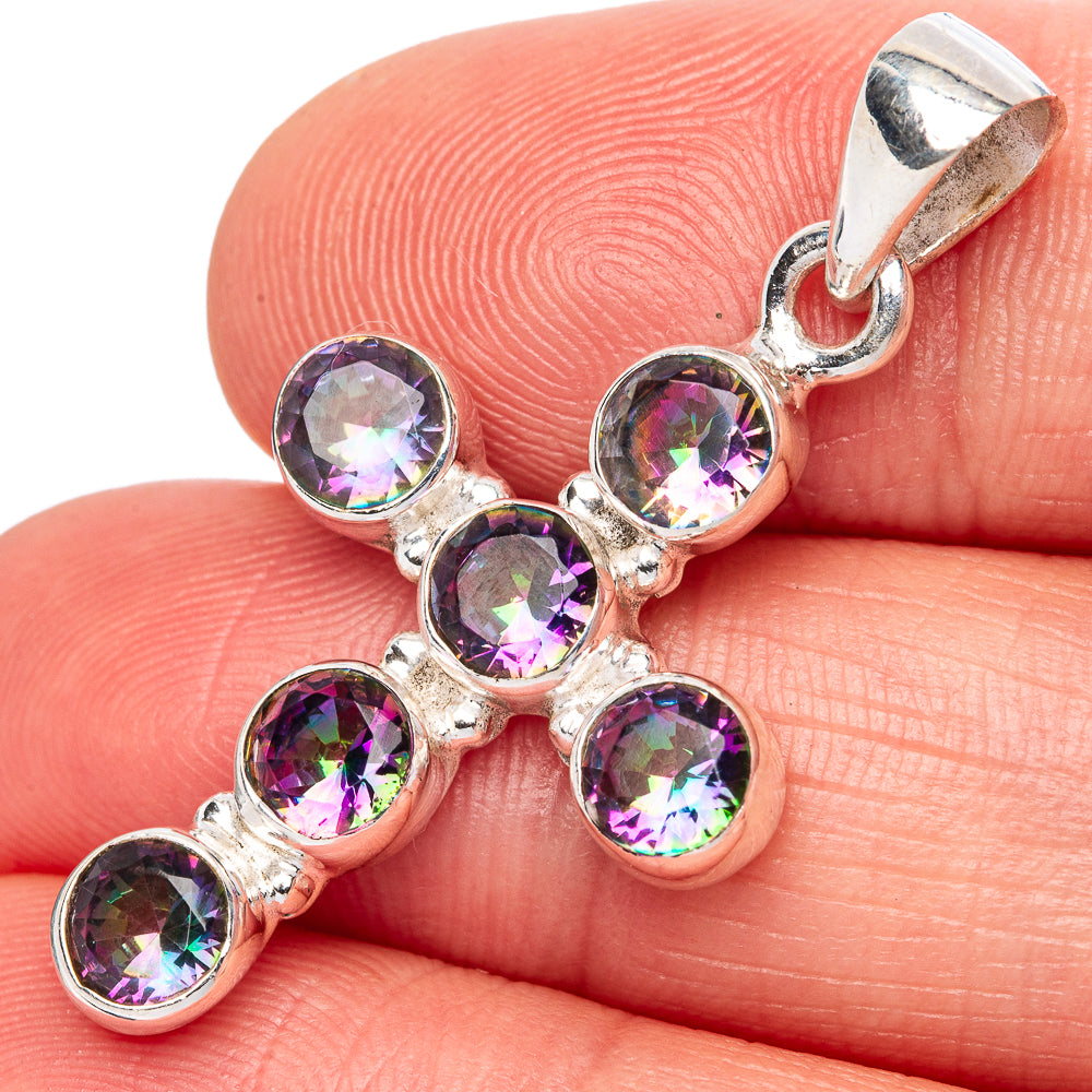 Mystic Topaz Cross Pendants 1 3/8" (925 Sterling Silver) P42371
