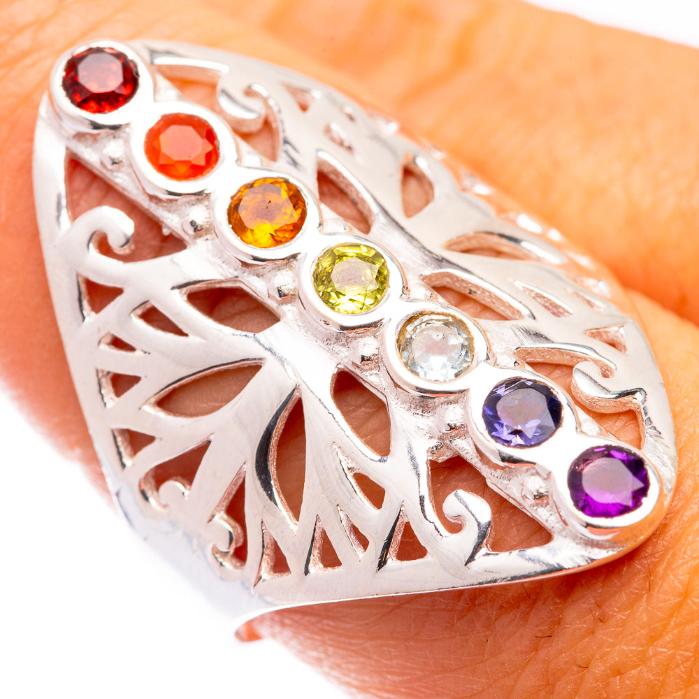 Rainbow Chakra Ring Size 9 (925 Sterling Silver) R140923