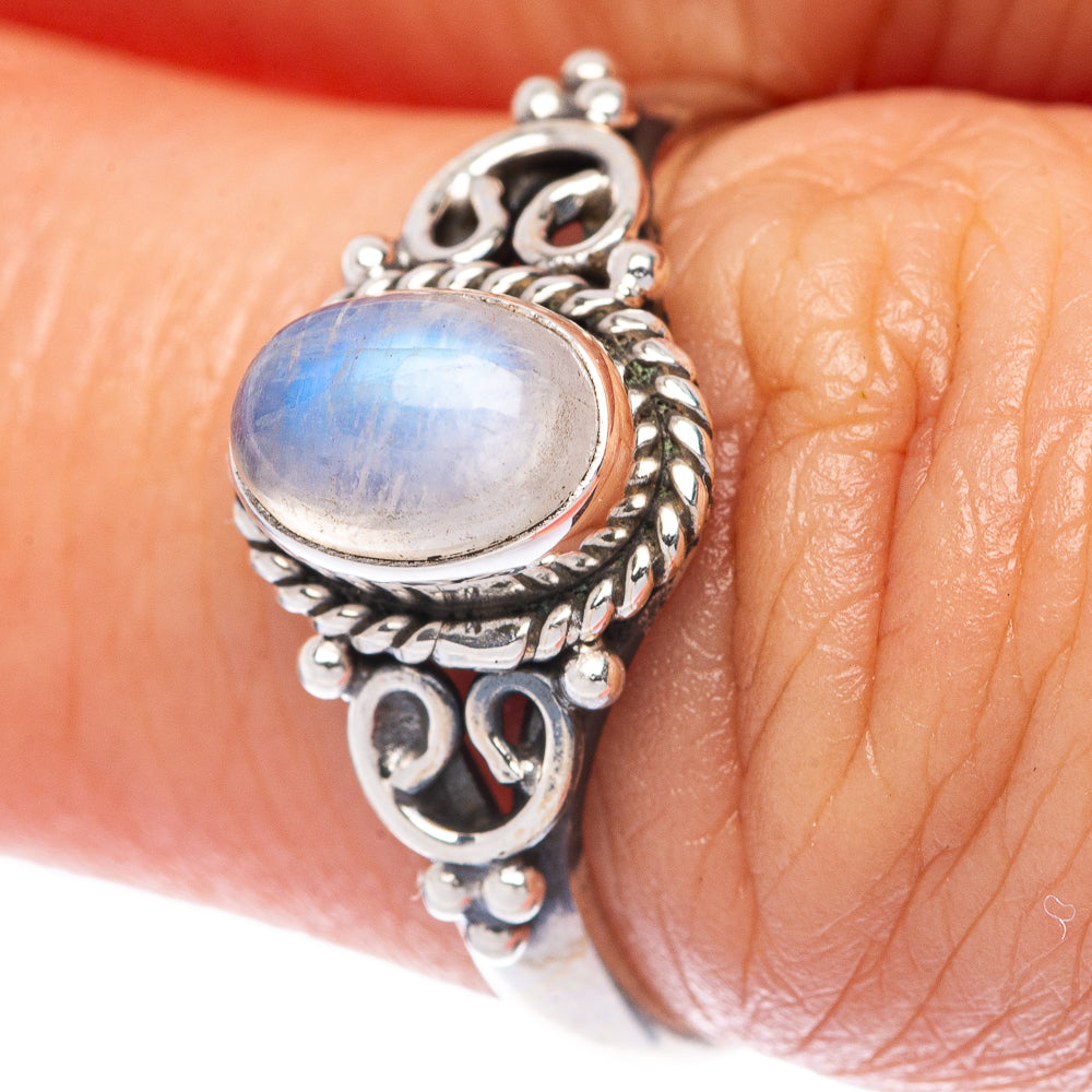 Rainbow Moonstone Dainty Ring Size 6 (925 Sterling Silver) R145814