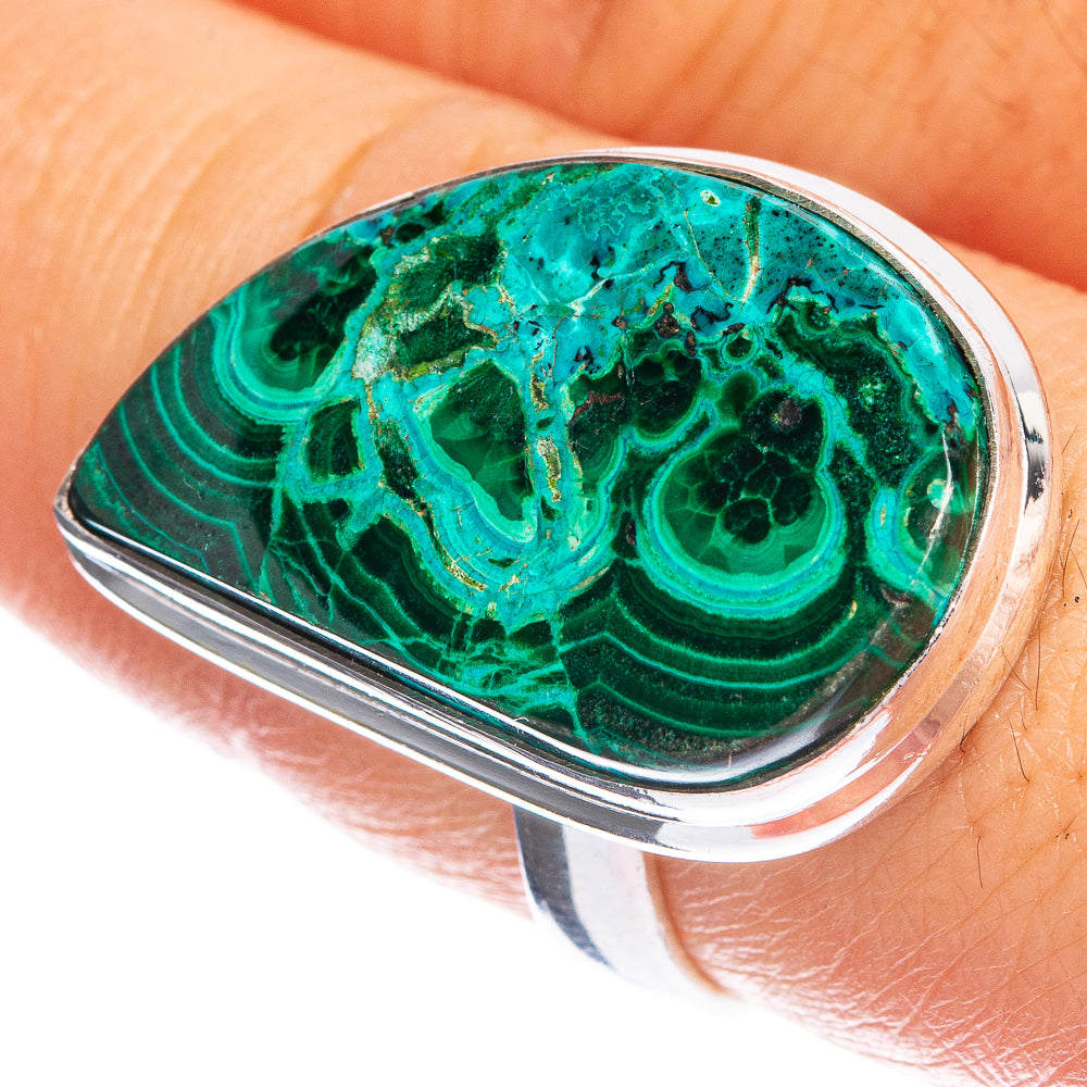 Malachite In Chrysocolla Ring Size 8.75 (925 Sterling Silver) R144303