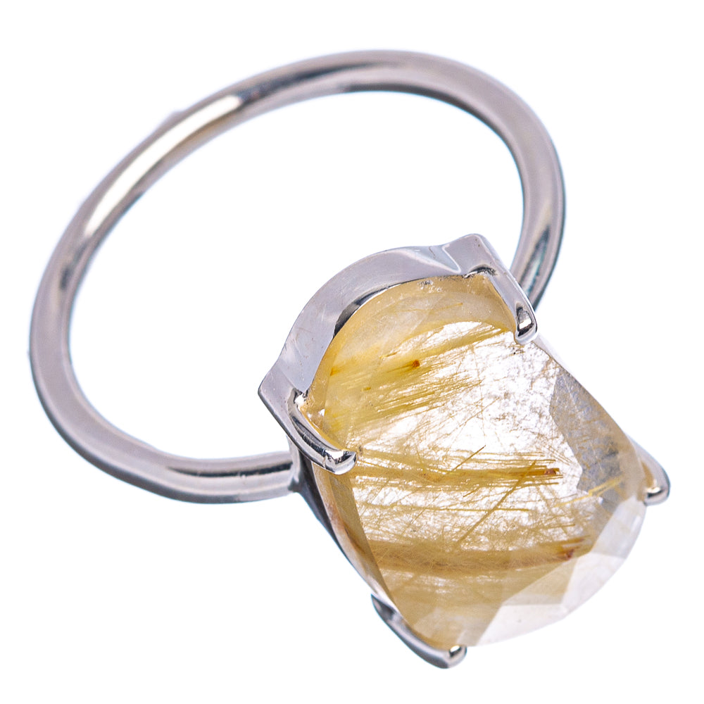 Faceted Rutilated Quartz Ring Size 6 (.925 Sterling Silver)