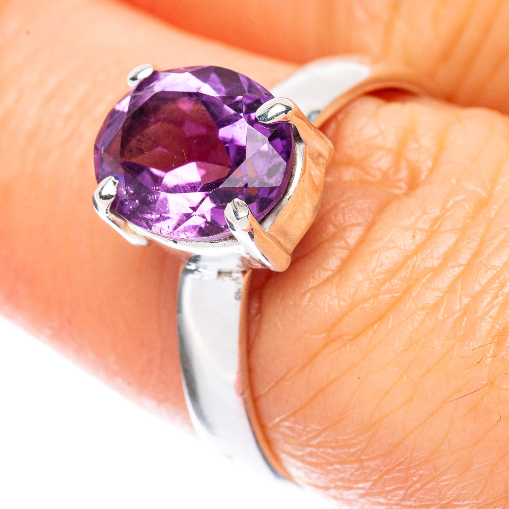 Value Faceted Amethyst Ring Size 7.5 (925 Sterling Silver) R3081