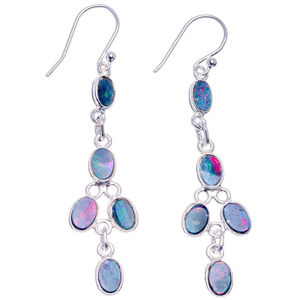 Rare Doublet Opal Earrings 2 1/4" (.925 Sterling Silver)