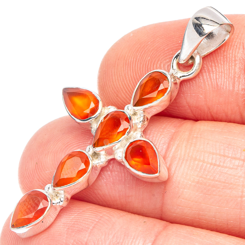 Carnelian Cross Pendant 1 5/8" (925 Sterling Silver) P43952