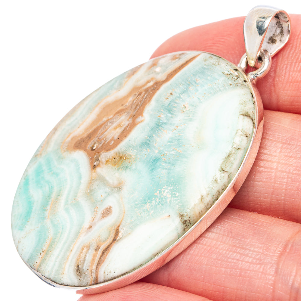Blue Aragonite Pendant 2" (925 Sterling Silver) P42192
