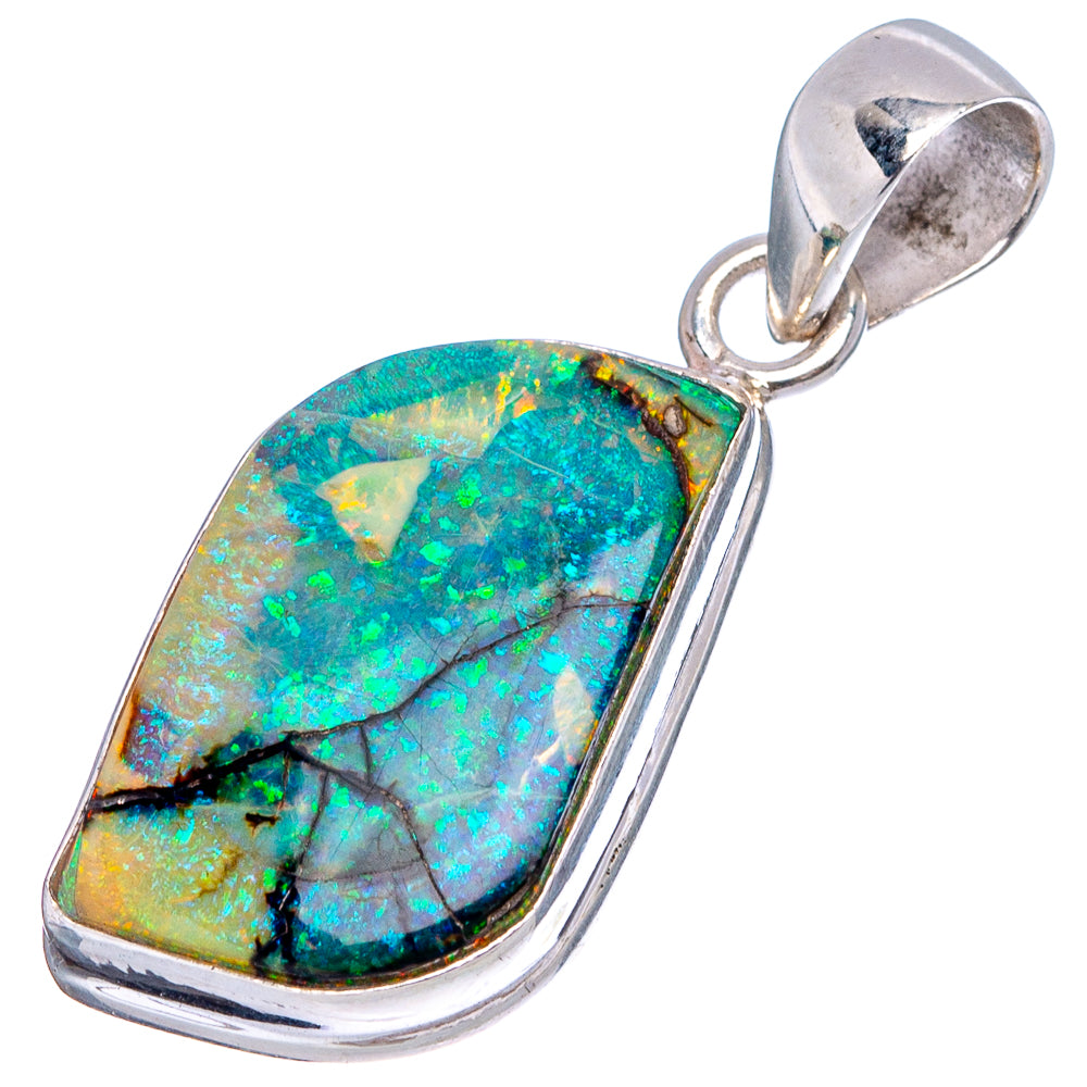Rare Sterling Opal Pendant 1 3/8" (.925 Sterling Silver)