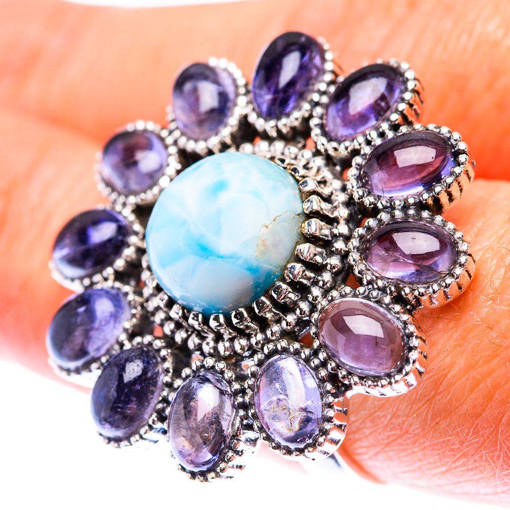 Large Larimar, Tanzanite Ring Size 8.5 (925 Sterling Silver) RING140257