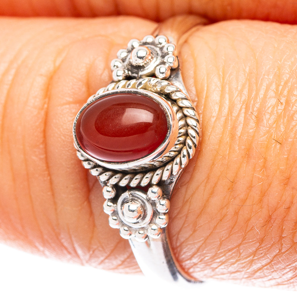 Red Onyx Dainty Ring Size 7.75 (925 Sterling Silver) R5997