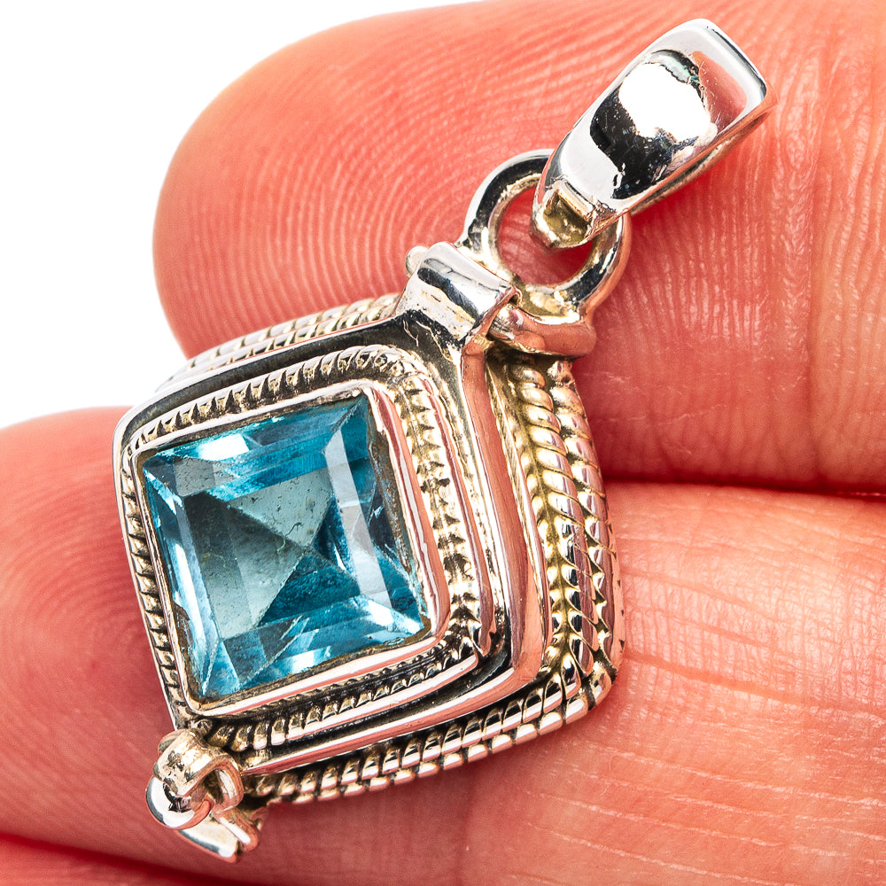 Premium Blue Topaz Poison Pendant 1 1/4" (.925 Sterling Silver)
