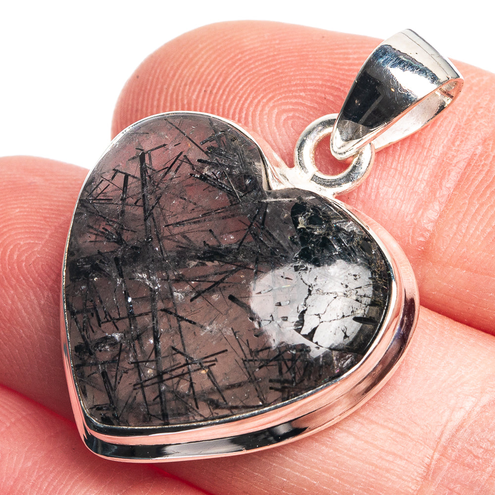 Tourmalinated Quartz 925 Sterling Silver Pendant 1 1/4"