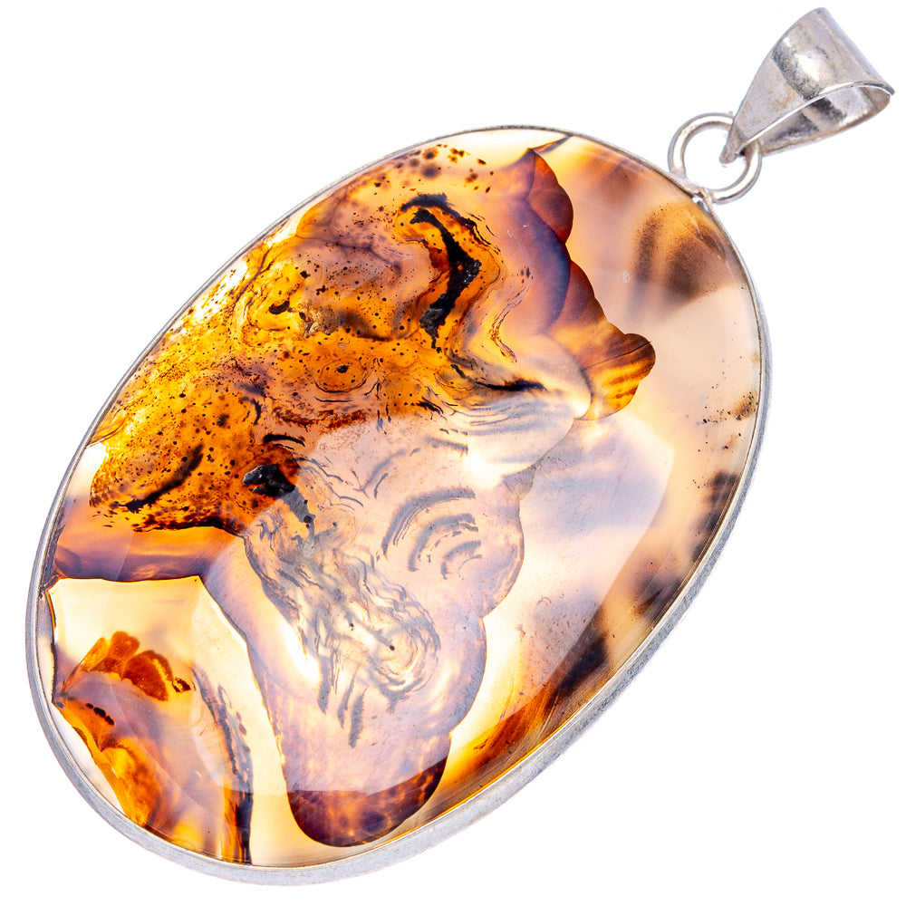 Montana Agate Pendant 2 3/8" (Silver Plated)