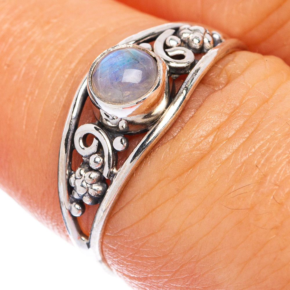 Rainbow Moonstone Dainty Ring Size 7 (925 Sterling Silver) R145365