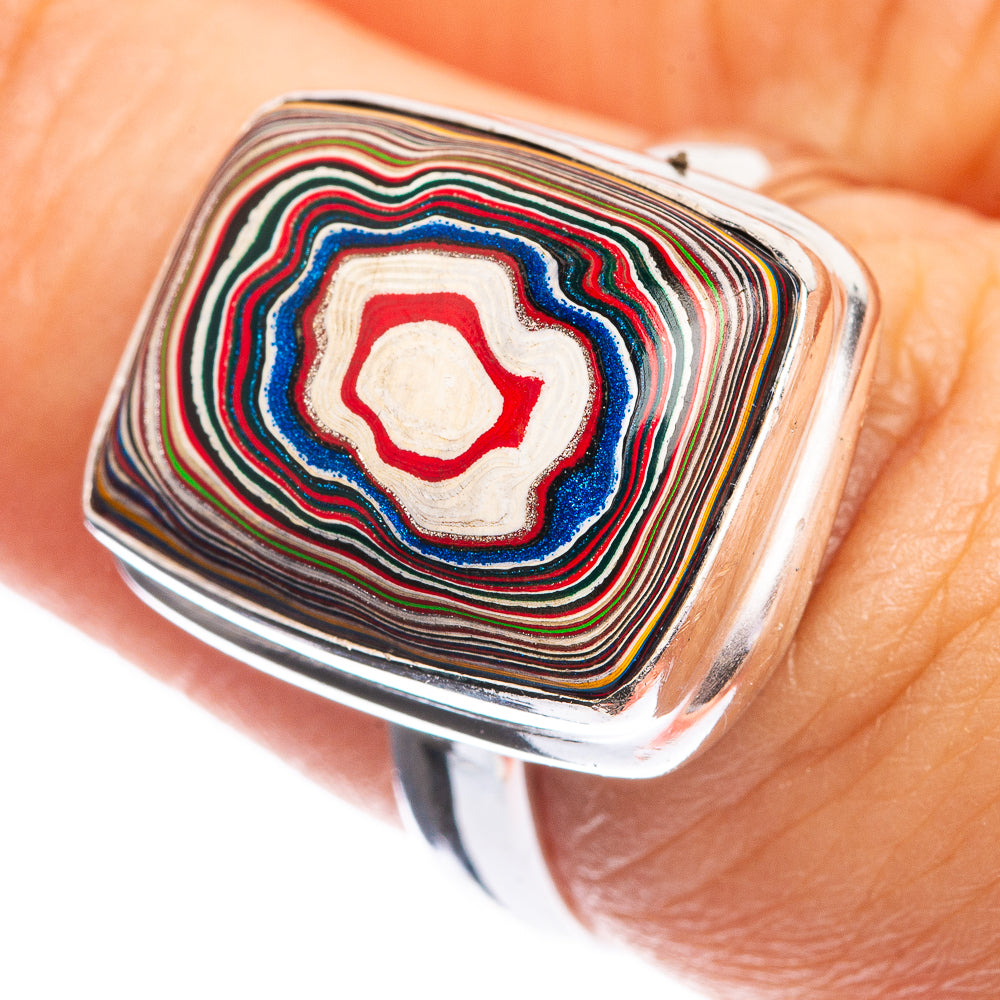 Rainbow Calsilica 925 Sterling Silver Ring Size 7.25