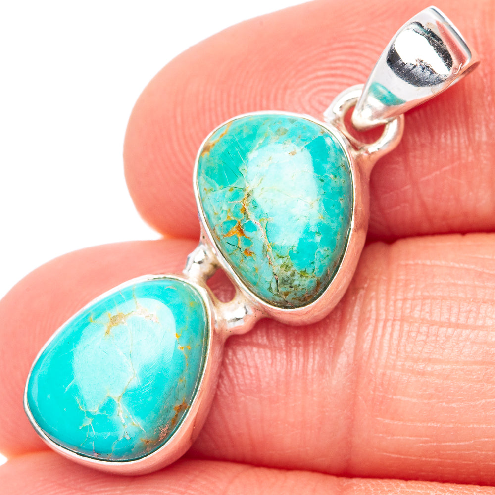 Kingman Turquoise Pendant 1 3/8" (925 Sterling Silver) P42783