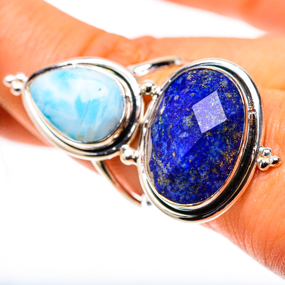 Large Lapis Lazuli, Larimar Ring Size 9 (925 Sterling Silver) RING138667