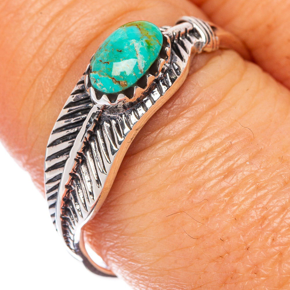 Rare Arizona Turquoise Feather Ring Size 9.5 (925 Sterling Silver) R1580