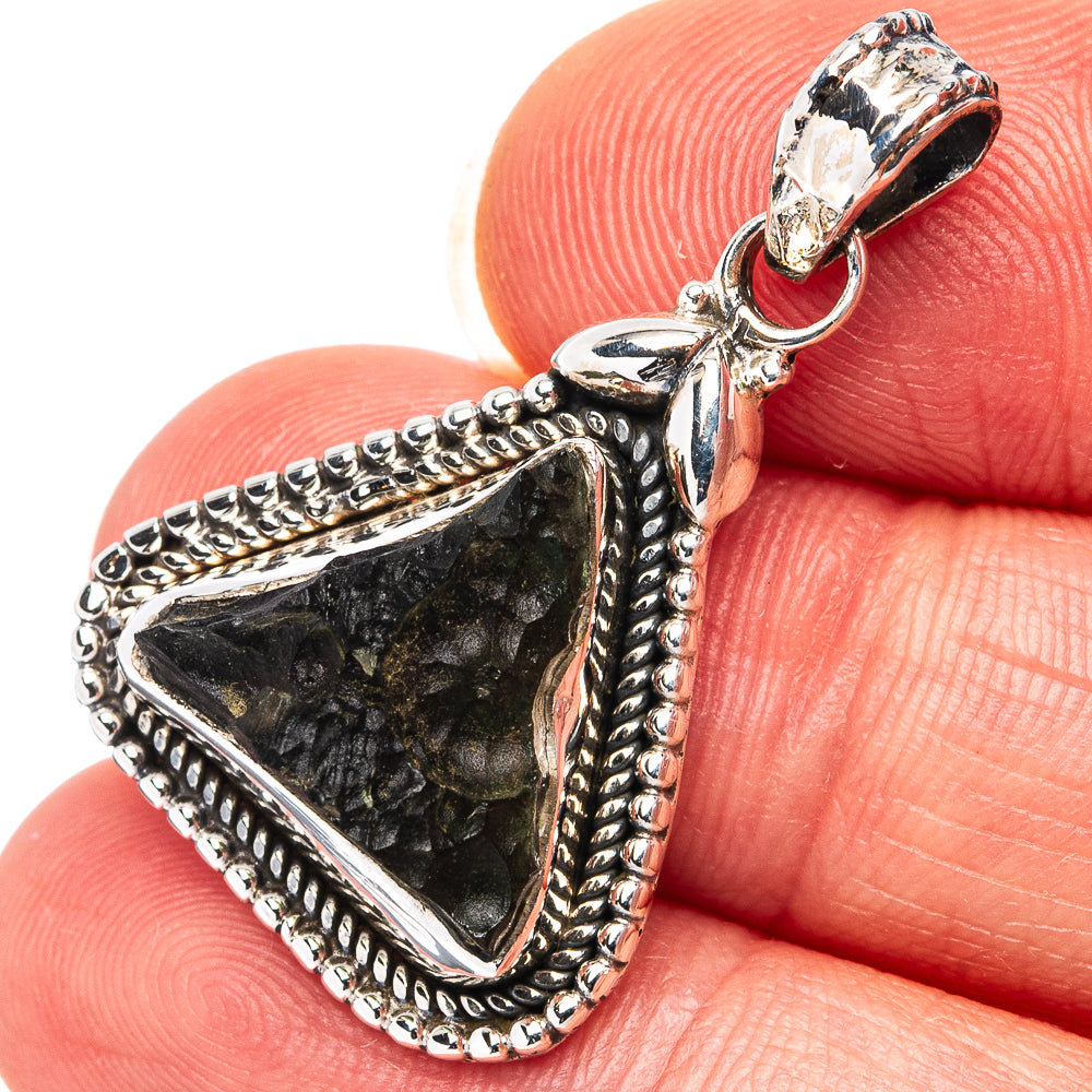 Rare Moldavite Pendant 1 1/4" (.925 Sterling Silver)