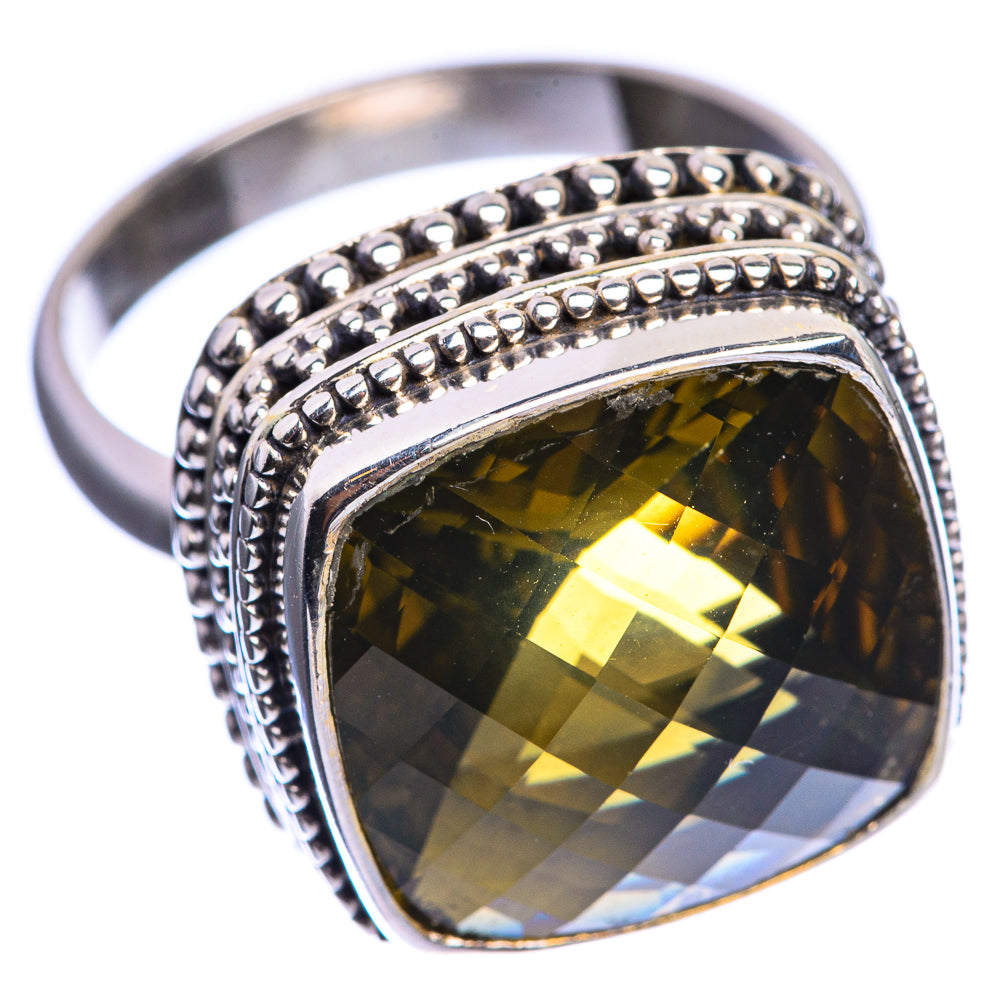 Olive Quartz 925 Sterling Silver Ring Size 9