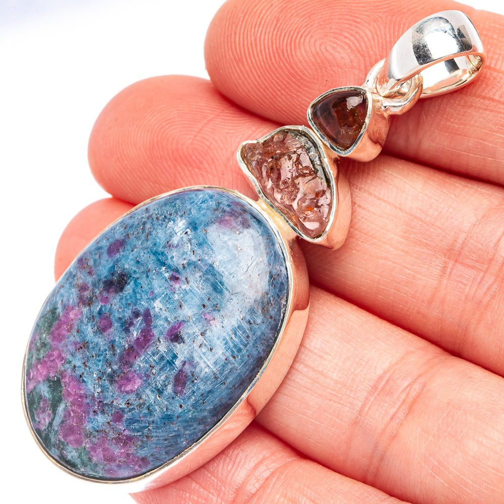 Large Ruby Fuchsite, Pink Tourmaline 925 Sterling Silver Pendant 2 1/4" (925 Sterling Silver) P43688