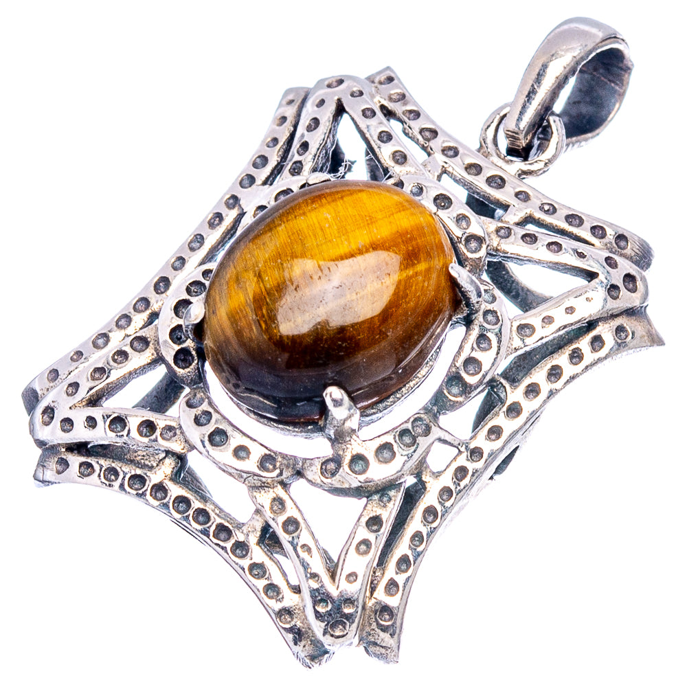 Tiger's Eye Pendant 1 1/8" (.925 Sterling Silver)