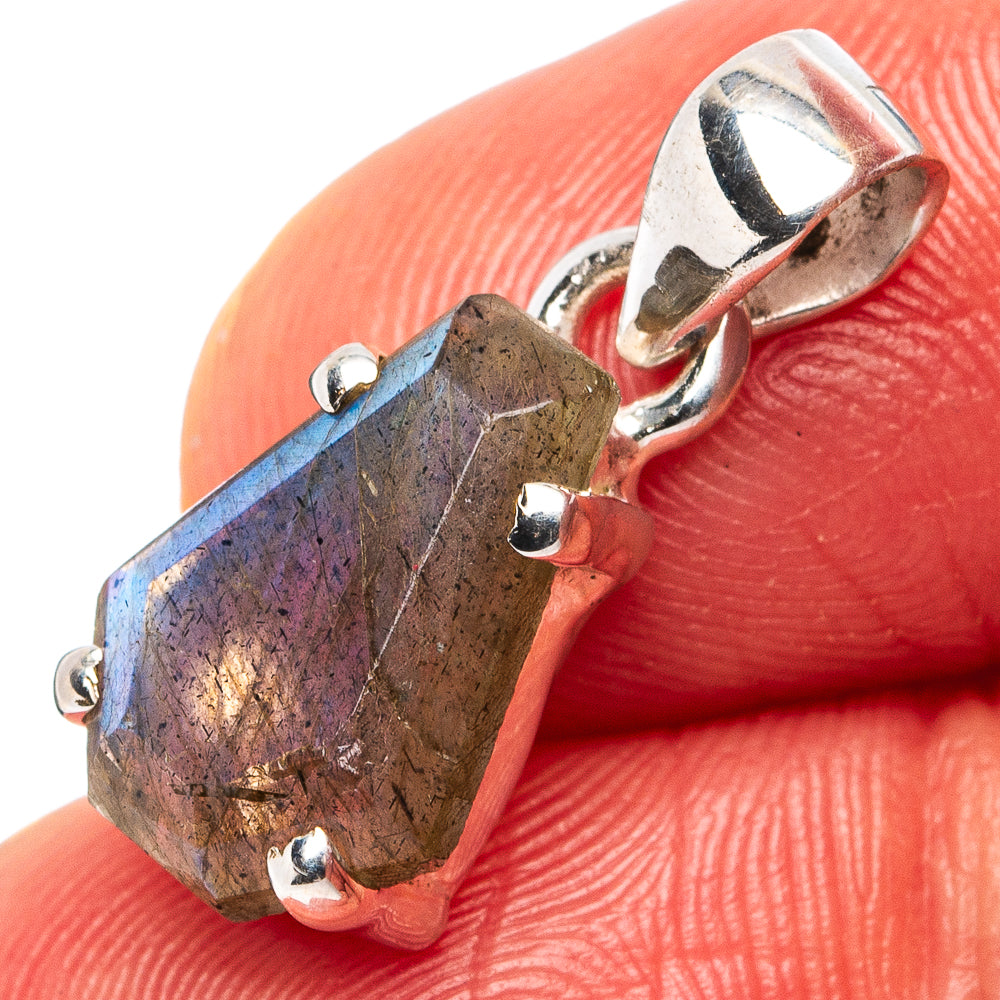 Faceted Labradorite Dainty Pendant 7/8" (.925 Sterling Silver)