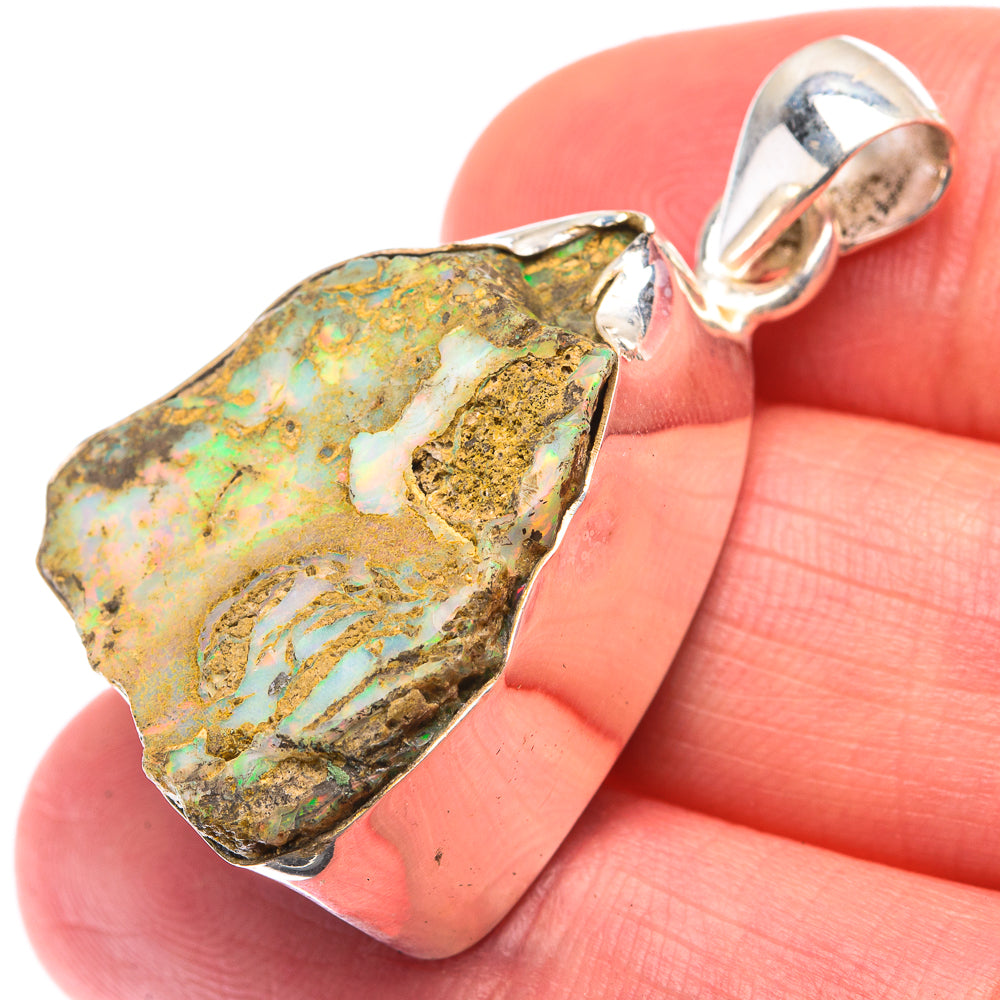 Raw Ethiopian Opal Pendant 1 3/8" (925 Sterling Silver) PD38473