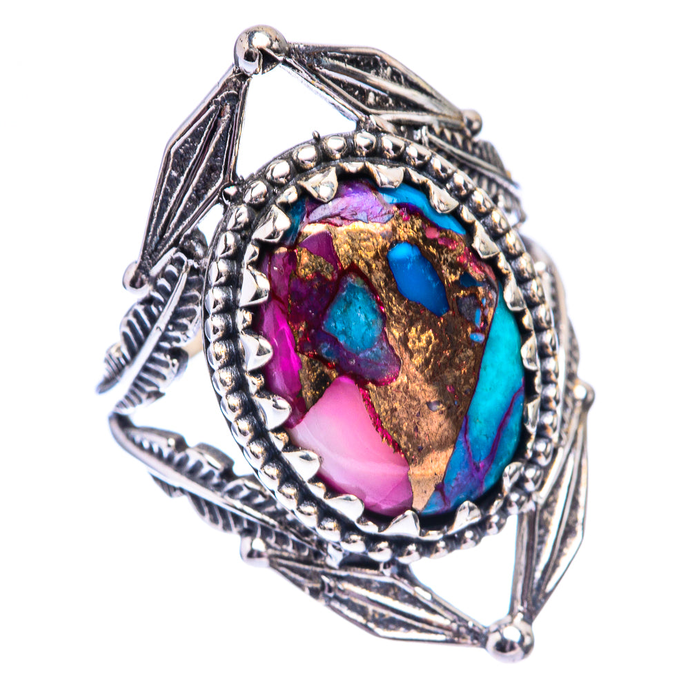Kingman Pink Dahlia Turquoise Ring Size 6.25 (925 Sterling Silver) R140527