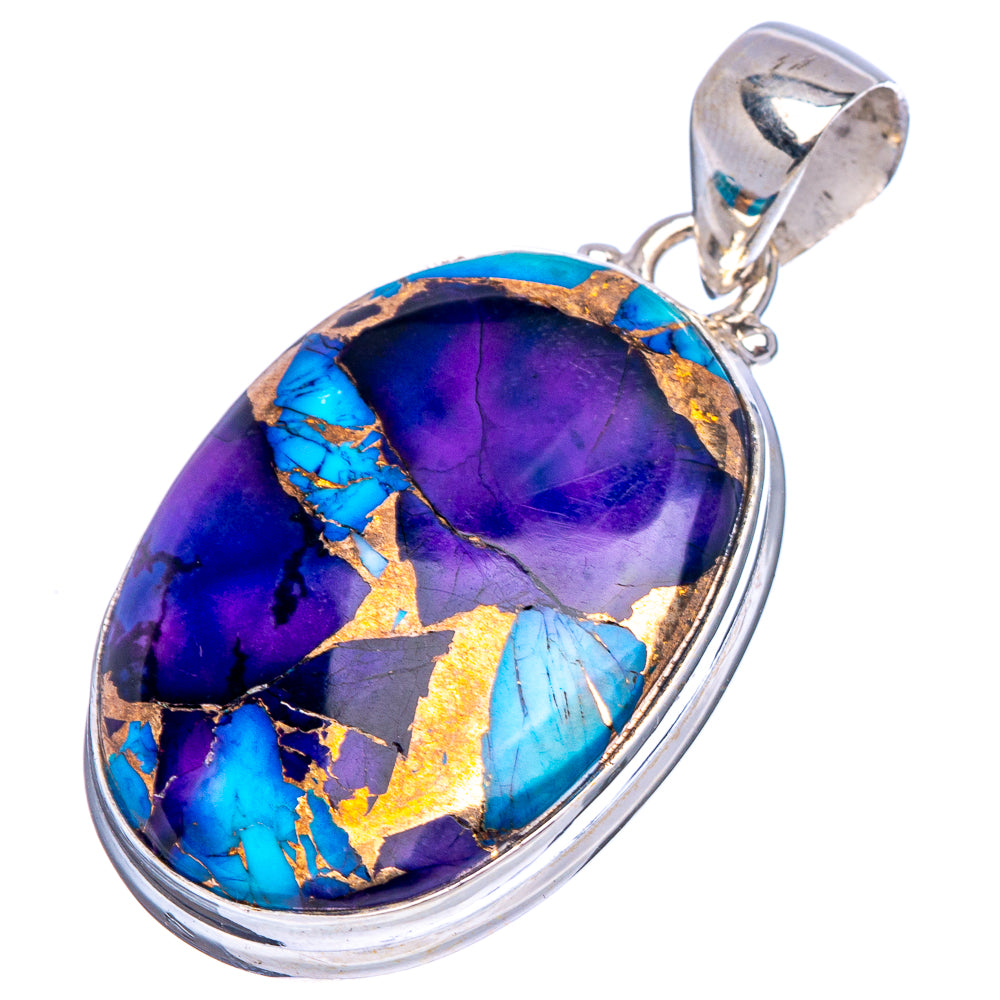 Purple Dahlia Mohave Turquoise Pendant 1 1/2" (.925 Sterling Silver)