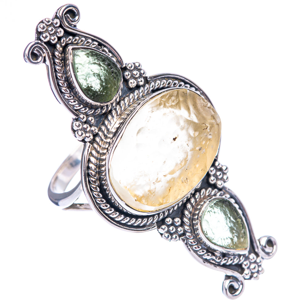 Signature Rough Libyan Desert Glass, Moldavite Ring Size 8.75 (925 Sterling Silver) R1773