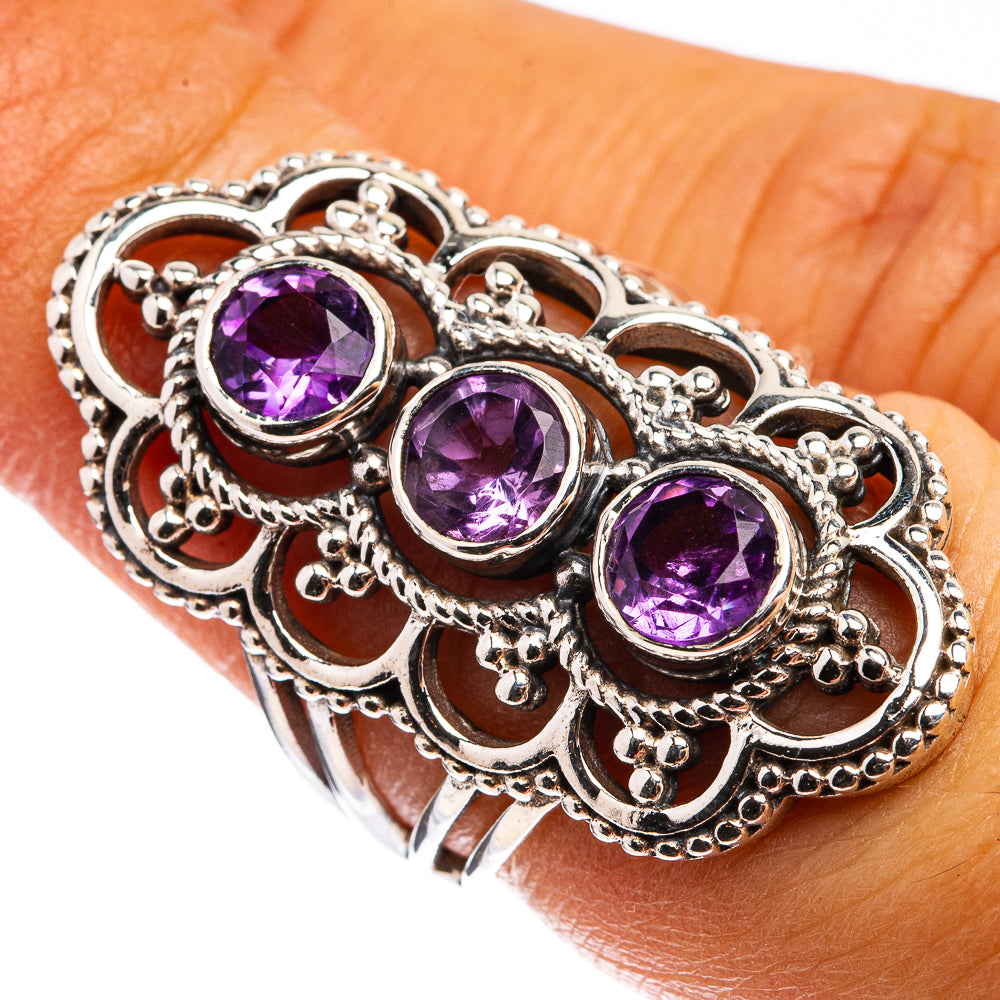 Faceted Amethyst Ring Size 5.75 (925 Sterling Silver) R142849