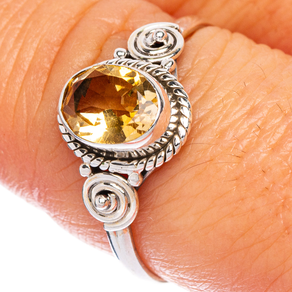 Faceted Citrine Dainty Ring Size 8.5 (925 Sterling Silver) R1218