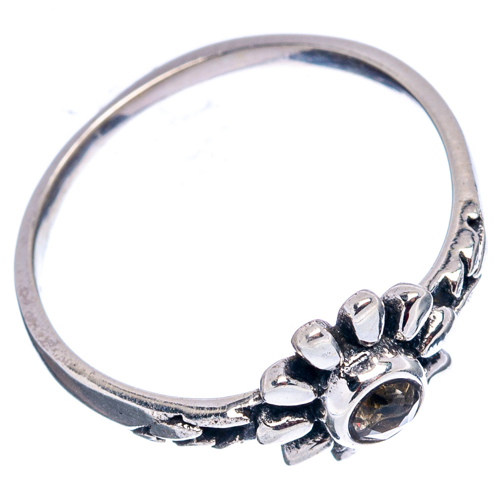 Citrine Flower Dainty Ring Size 6.75 (.925 Sterling Silver)