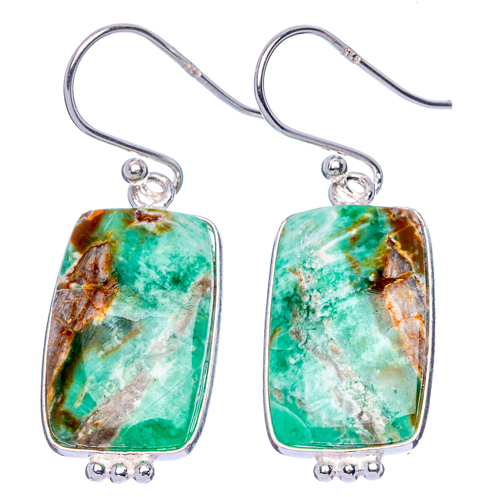 Boulder Chrysoprase Earrings 1 3/8" (925 Sterling Silver) E1756