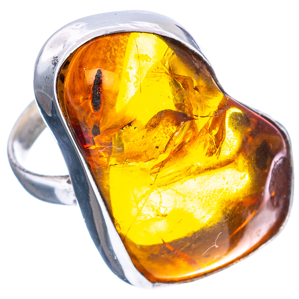 (Classic Series) Baltic Amber Ring Size 5.75 (.925 Sterling Silver)
